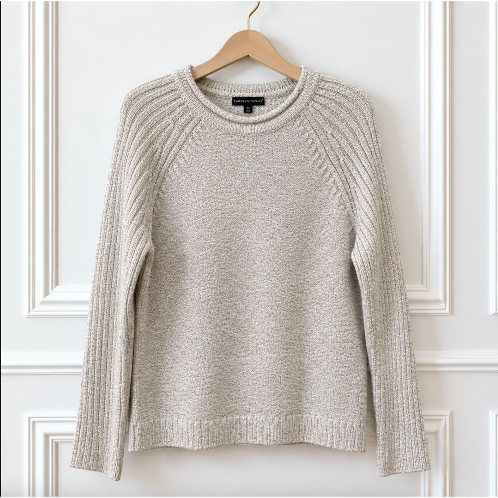 Carolyn Taylor Womens M Boucle Knit Pullover Sweater Long Sleeve Textured Crew